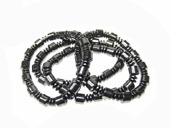 PULSERA HEMATITE TUBO / DOBLE LENTEJA -10ud-