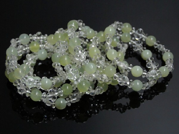 PULSERA TRÉBOL CUARZO / JADE BOLA 10mm -1ud-