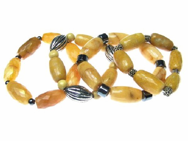 PULSERA JADE AMARILLO BARRILETE- FORNITURA VARIADA