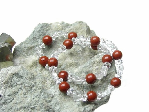 PULSERA TRÉBOL CUARZO / JASPE ROJO BOLA 10mm -1ud-