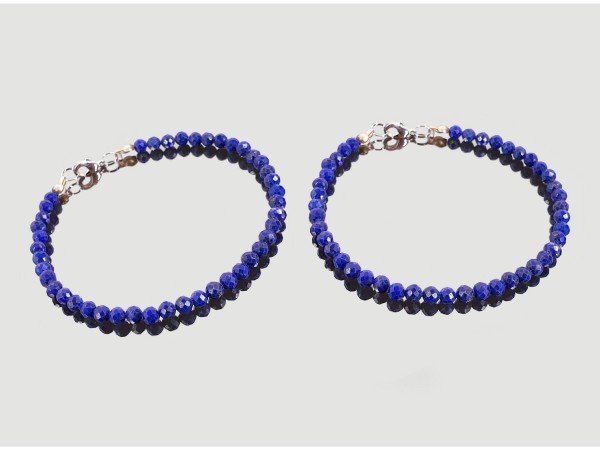 Pulsera tallada lapislazuli 2mm plata