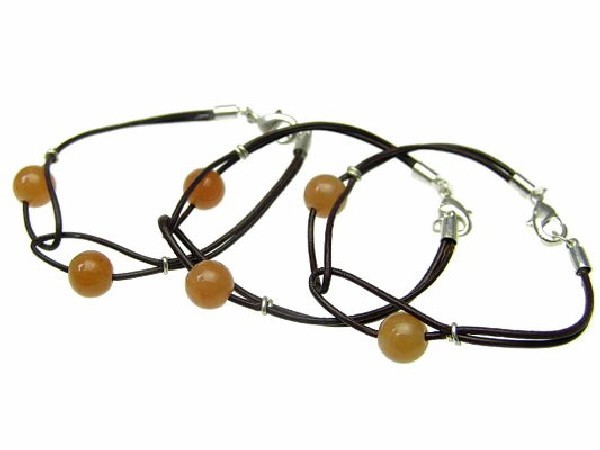 Pulsera mikau doble bola calcita naranja