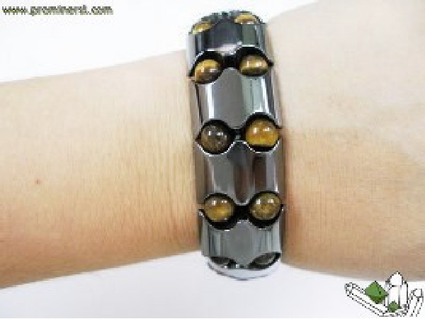 Pulsera bola ojo tigre hematite imantada