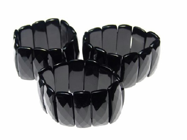 PULSERA ÁGATA NEGRA TABLETA FACETADA -1ud-