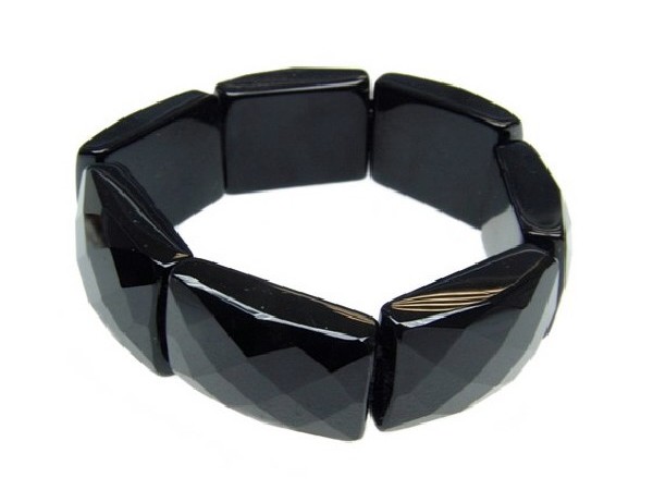 PULSERA ÁGATA NEGRA FACETADA RECTANGULAR