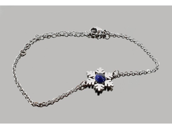 Pulsera de acero copo de nieve lapislazuli