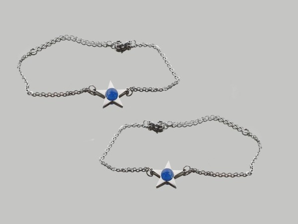 Pulsera de acero estrella ágata azul