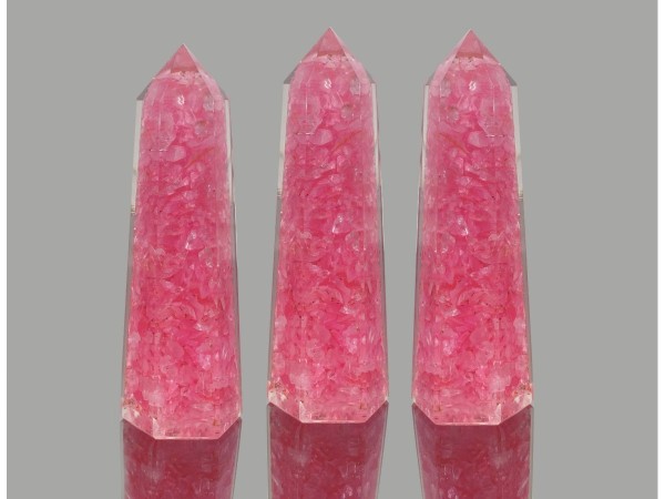 Punta generador orgonite cuarzo rosa