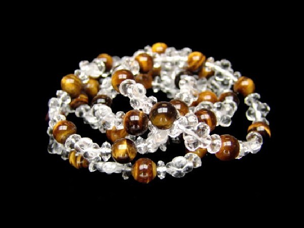 PULSERA TRÉBOL CUARZO / OJO DE TIGRE BOLA 10mm -1ud-