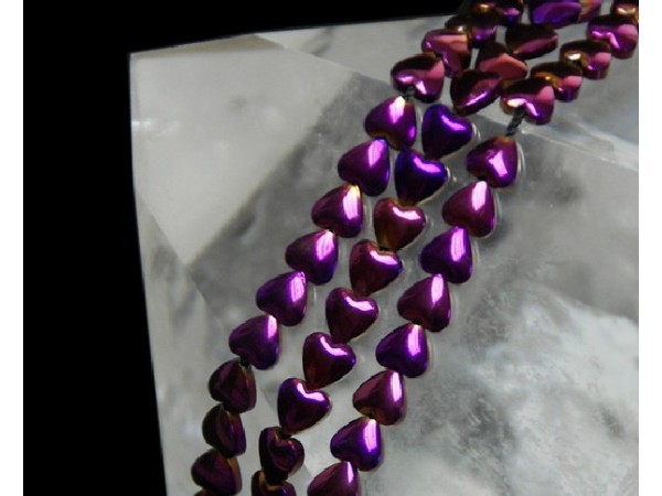 Hilo corazon hematite color purpura