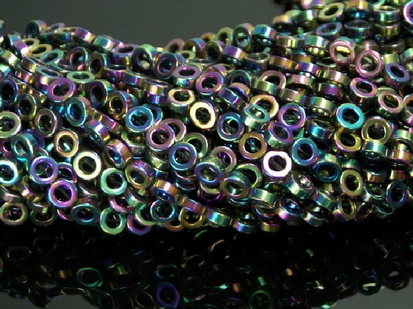 Hilo aros hematite color arcoiris