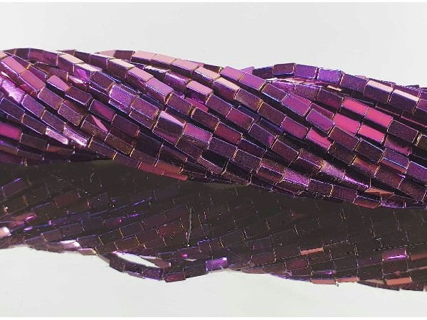 Hilo rectangulo hematite color purpura