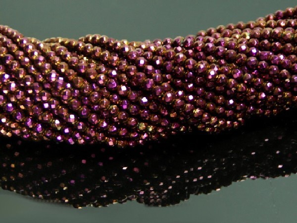 Hilo bola tallada hematite color purpura 4mm