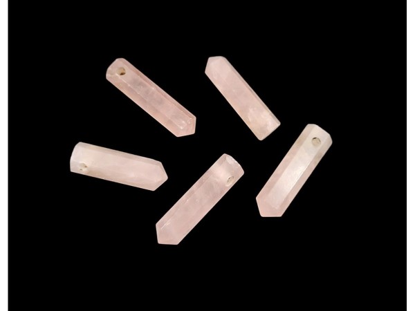 Colgante punta agujereada cuarzo rosa (5ud)