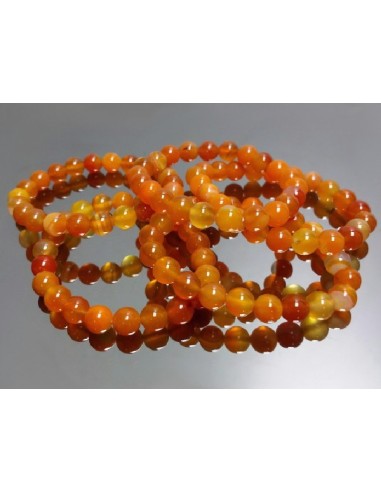 PULSERA BOLA 4mm ÁGATA NARANJA