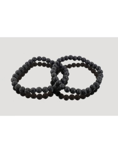 Pulsera bola 6mm lava negra