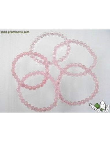 Pulsera bola 6mm cuarzo rosa