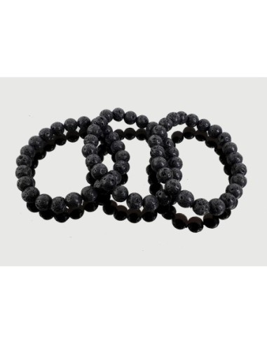 Pulsera bola 8 mm lava negra