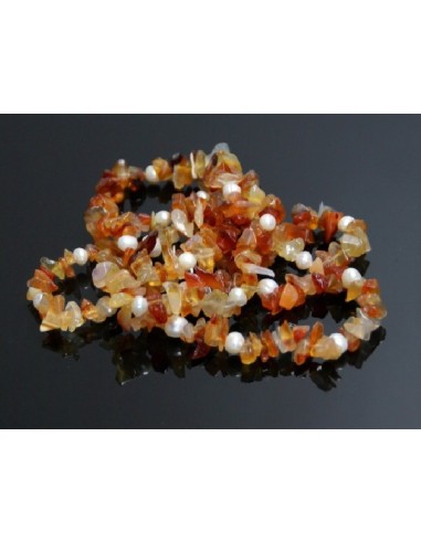 PULSERA CHIP CON PERLA CARNEOLA (5ud)